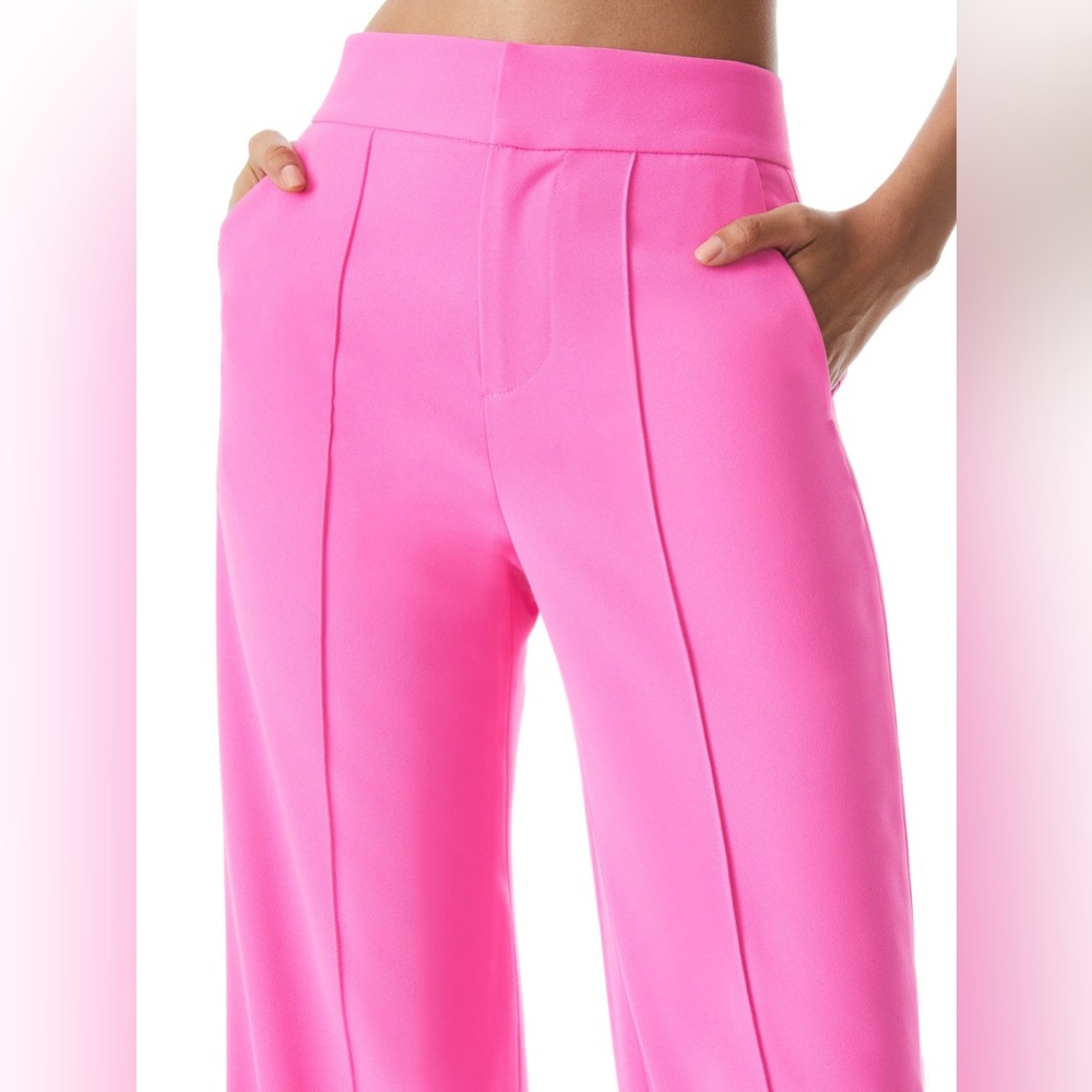 Alice + Olivia Dylan High-Waist Wide-Leg Pink Trousers - Picture 4 of 9
